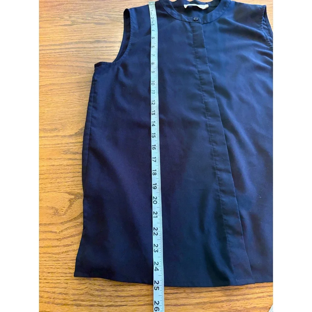 Tory‎ Burch Navy Blue Sleeveless Mandarin Collar Button Front Blouse Size 6